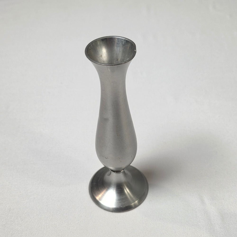 Leonard Pewter Bud Vase Vintage‎ Silver Tone Trumpet Shape 6"